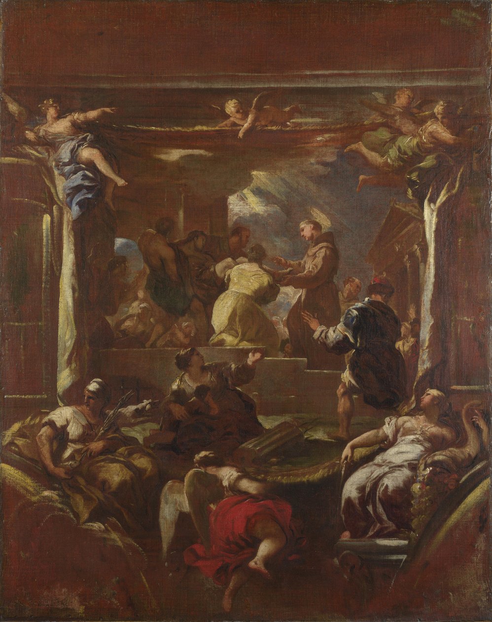 Svatý Antonín z Padovy obnovuje nohu muže před rokem 1700. od Luca Giordano