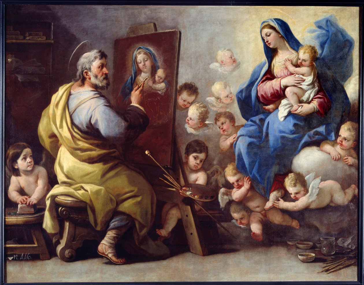 Svatý Lukáš maluje obraz Panny Marie od Lucy Giordana (Fa Pesto) (1632-1705) Brest 17. století, Muzeum výtvarných umění od Luca Giordano
