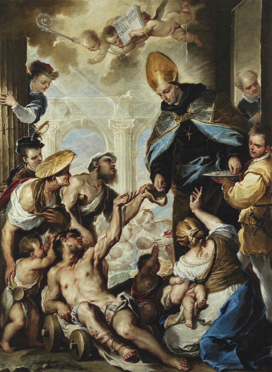 Svatý Tomáš z Villanovy dávat almužnu chudým, asi 1658. od Luca Giordano