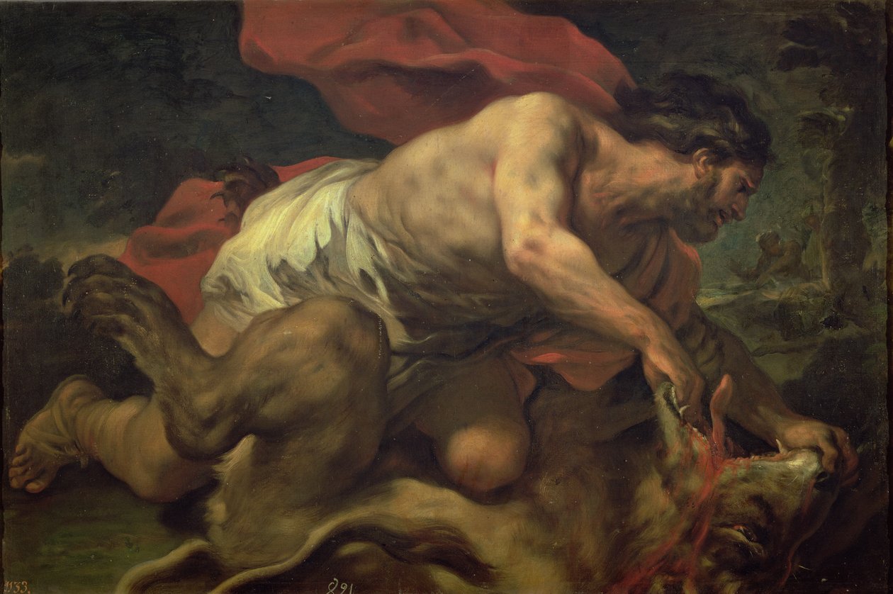 Samson a lev od Luca Giordano