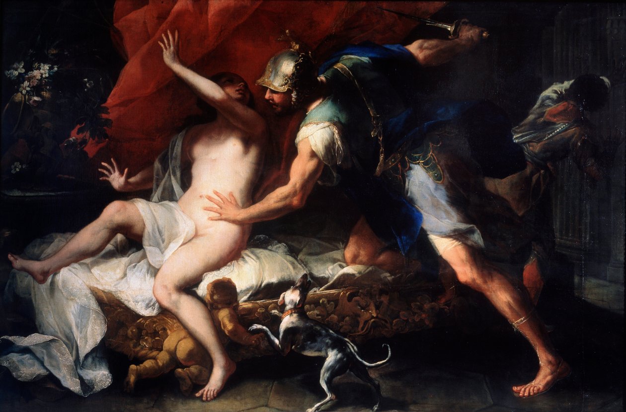 Tarquinius a Lukrécie“. od Luca Giordano