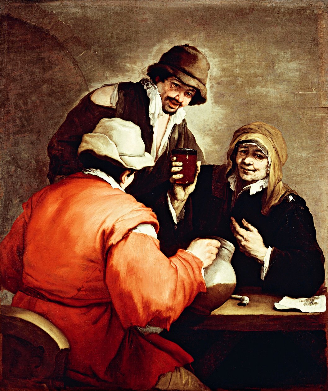 Krčma scéna, Luca Giordano (1634-1705), olej na plátně od Luca Giordano