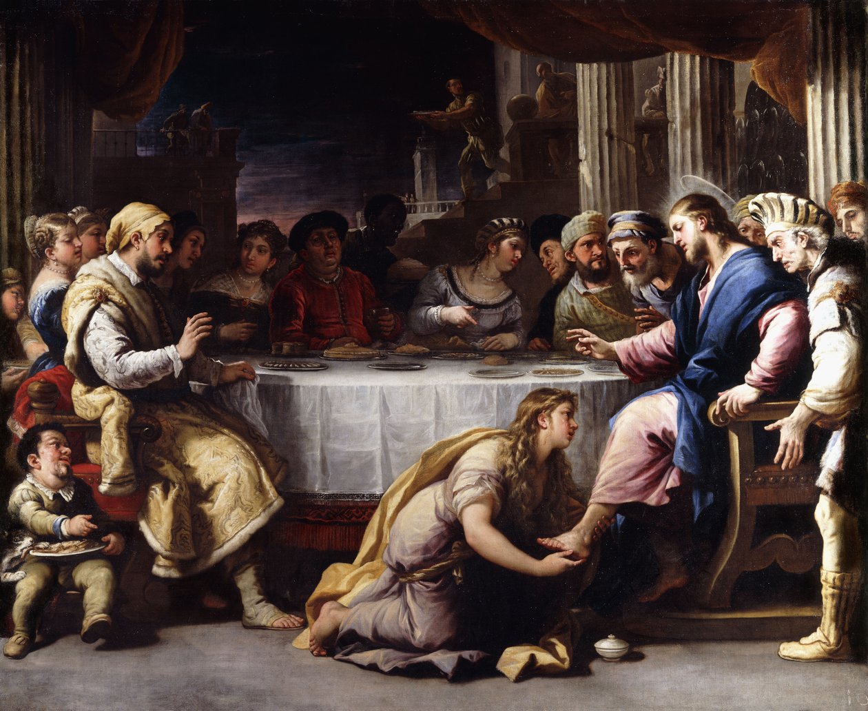 Magdalena umývá Kristovy nohy v domě Šimona, od Luca Giordano