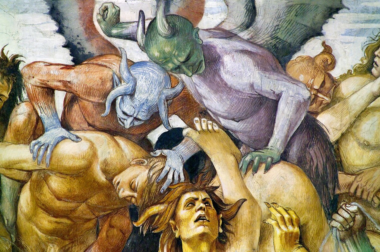 Zatraceni v pekle, z cyklu fresek Poslední soud od Luca Signorelli