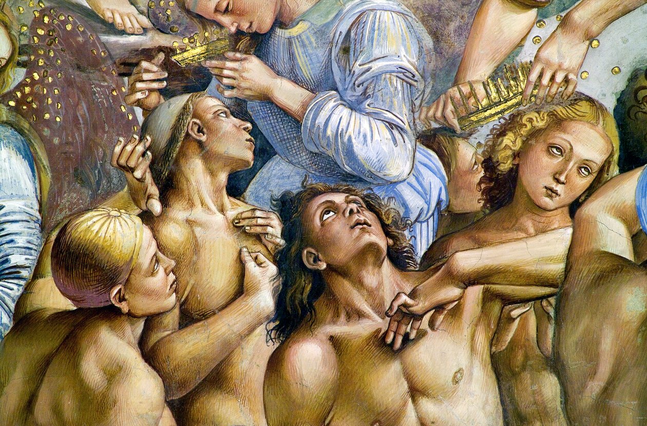 Vyvolení, z cyklu fresek Poslední soud od Luca Signorelli