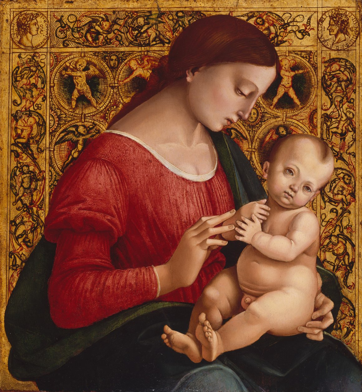 Madonna a dítě, kolem 1505-07 (olej a zlato na dřevě) od Luca Signorelli