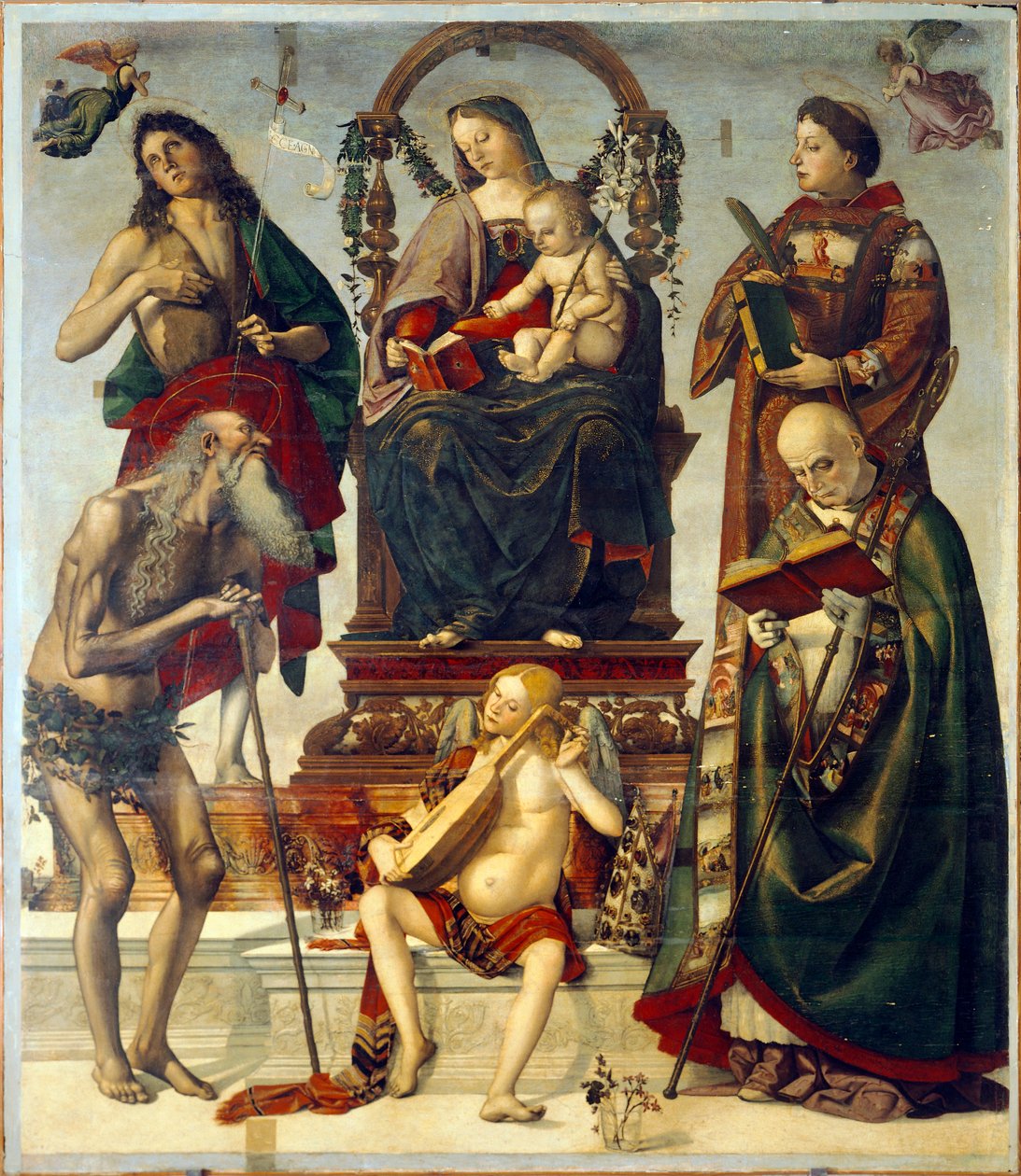 Pala of St Onuphrius, Madona s dítětem se svatými, od Lucy Signorelliho (asi 1445-1523), olej na dřevě, 221x189 cm. od Luca Signorelli