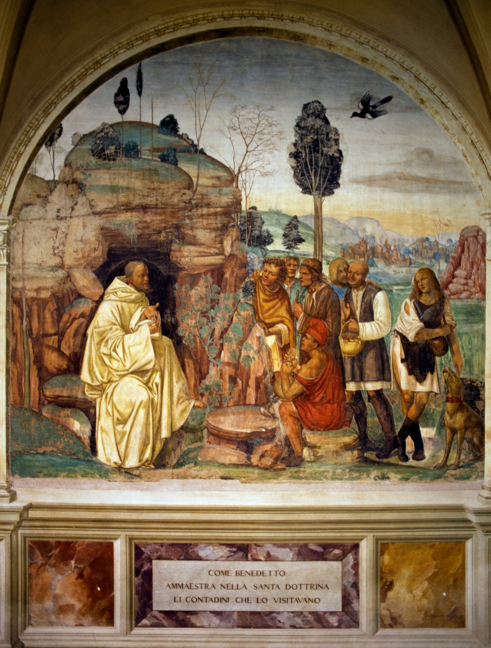 Papež Benedikt Výuka svatá doktrína rolníkům, z příběhů sv. Benedikta z Monte Oliveto Maggiore od Luca Signorelli