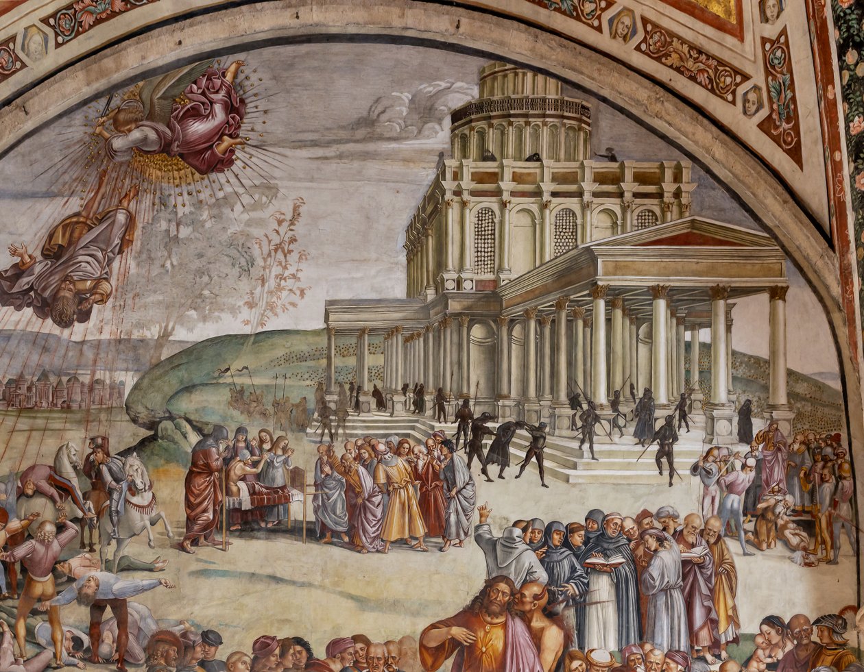 Kázání a fakta Antikrista, detail od Luca Signorelli