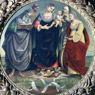 Posvátný rozhovor (tempera na panelu) od Luca Signorelli