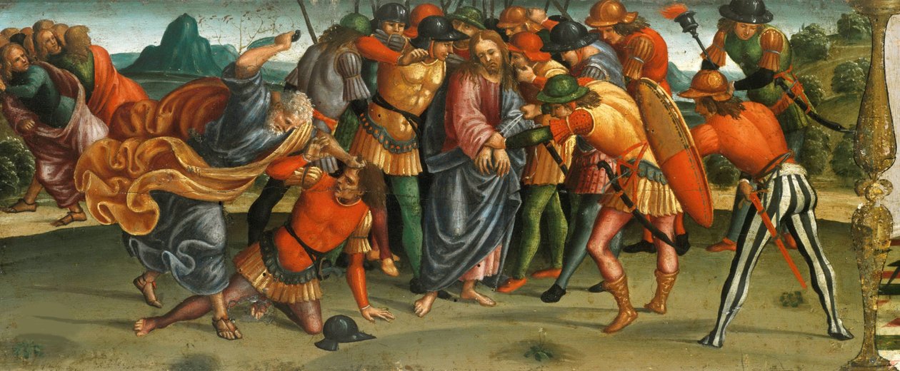 Zajetí Krista. Oplakávání nad mrtvým Kristem, panel Predella, 1502. od Luca Signorelli