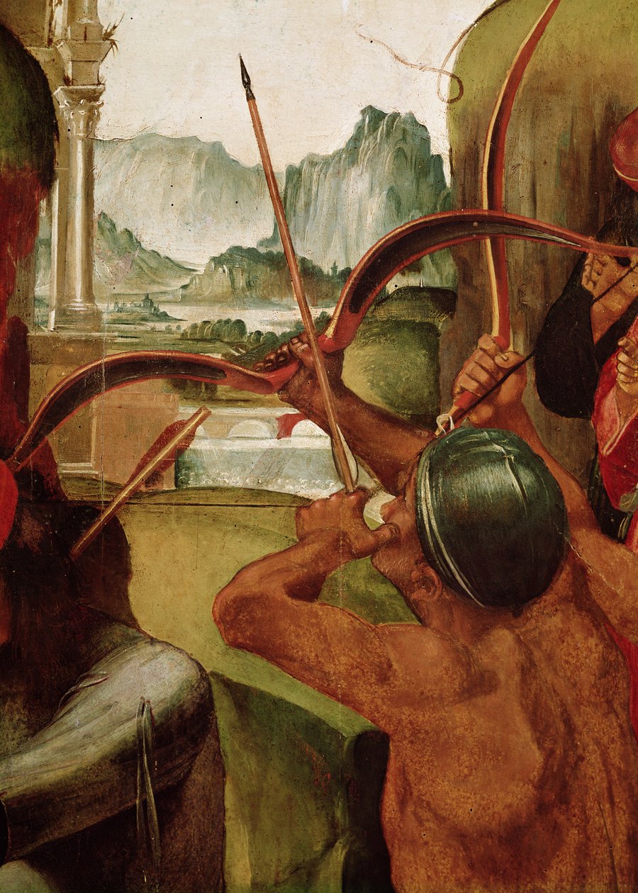 Umučení svatého Šebestiána, detail lučištníka (detail 165896) od Luca Signorelli