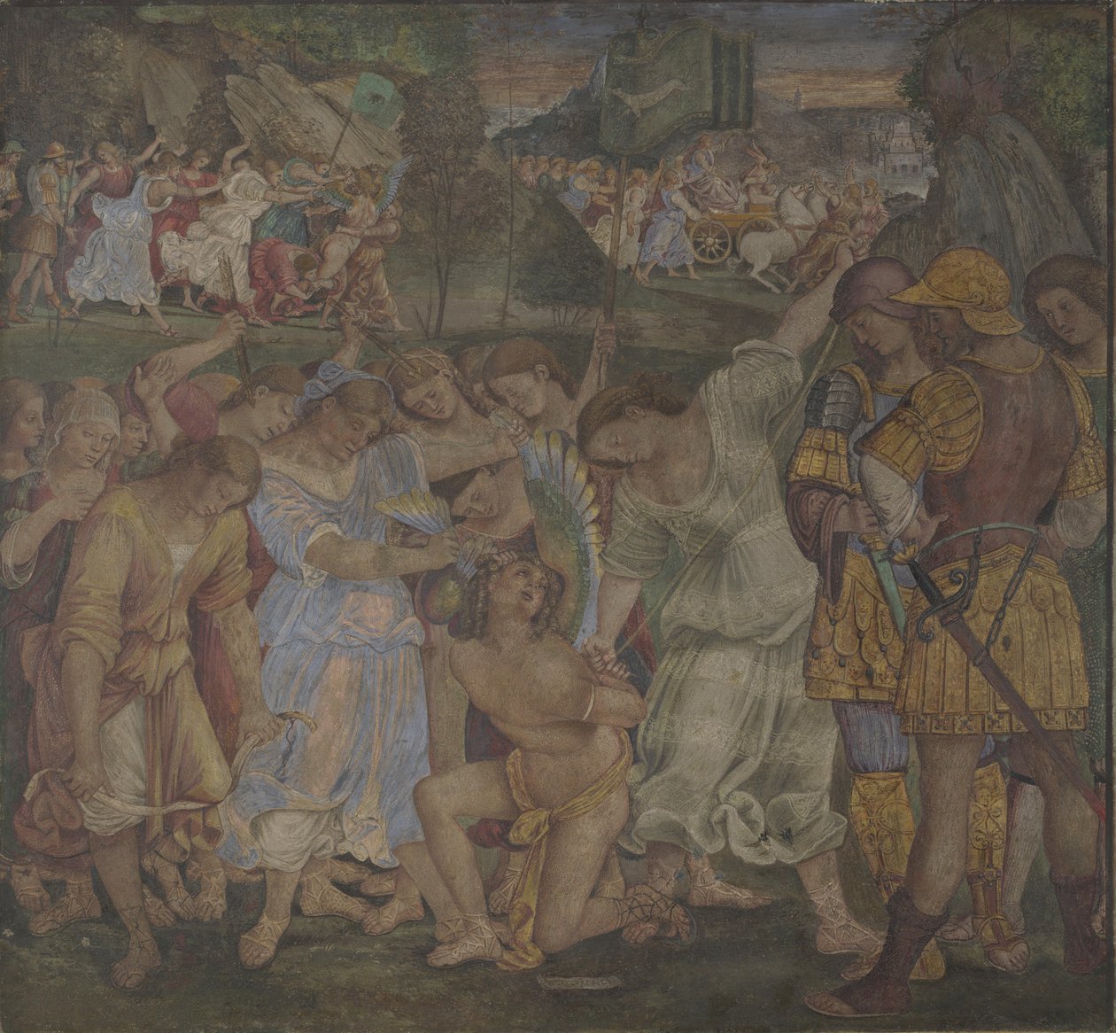 Triumf cudnosti: Láska odzbrojená a svázaná fresky z Palazzo del Magnifico, Siena, 1509 od Luca Signorelli