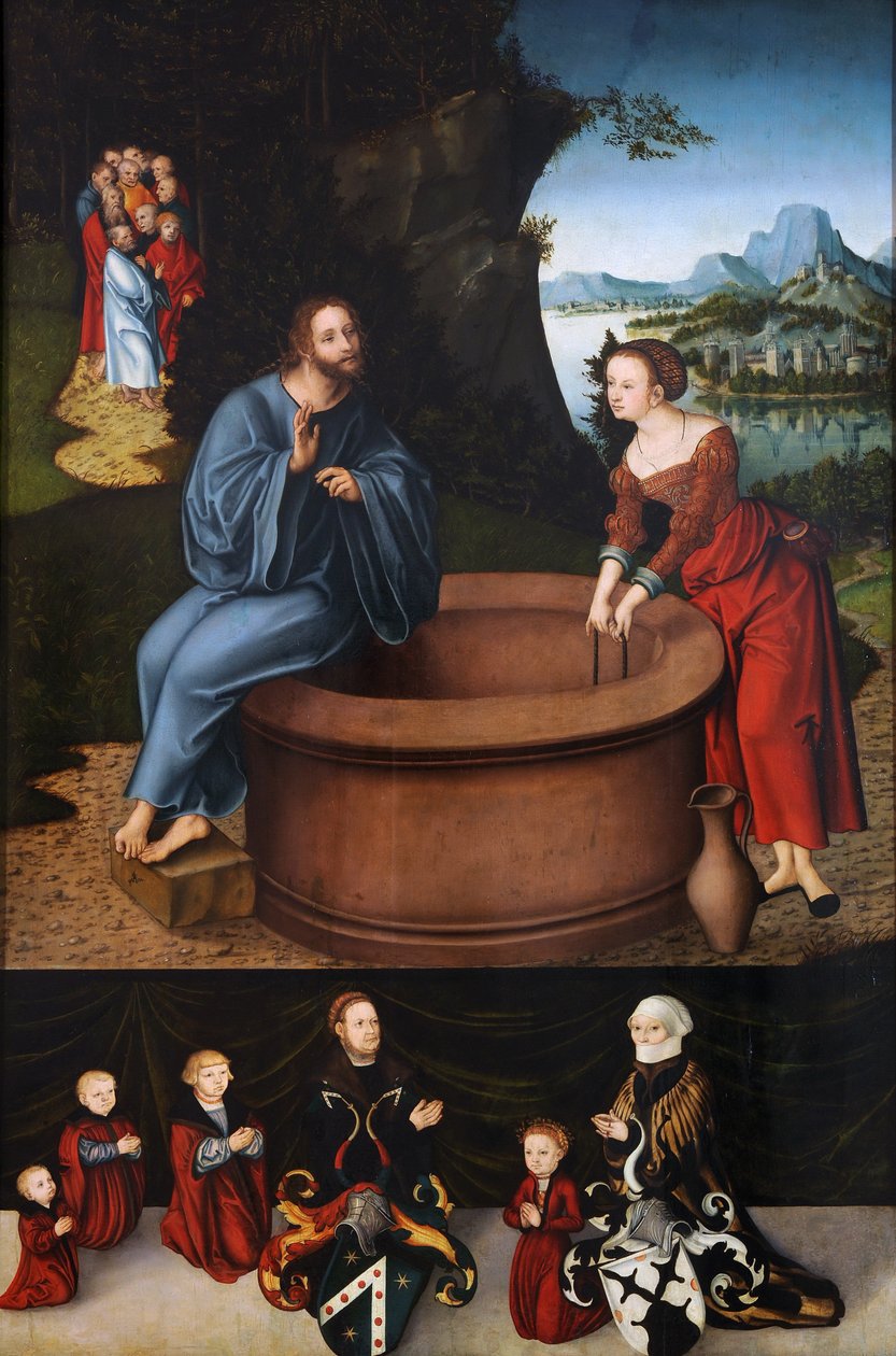 Kristus a Samaritánka od Lucas Cranach the Elder