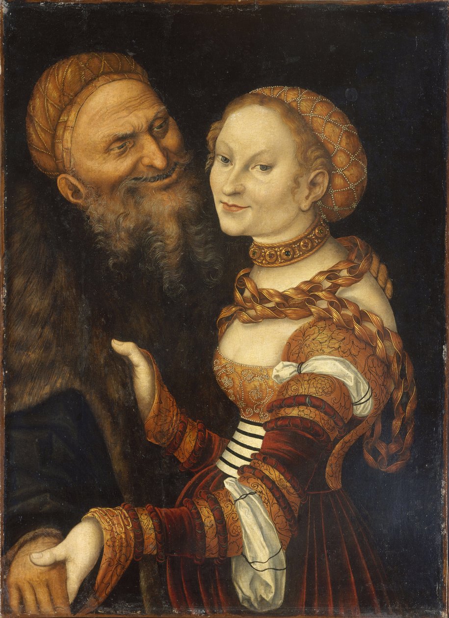 Kurtizána a starý muž od Lucas Cranach the Elder