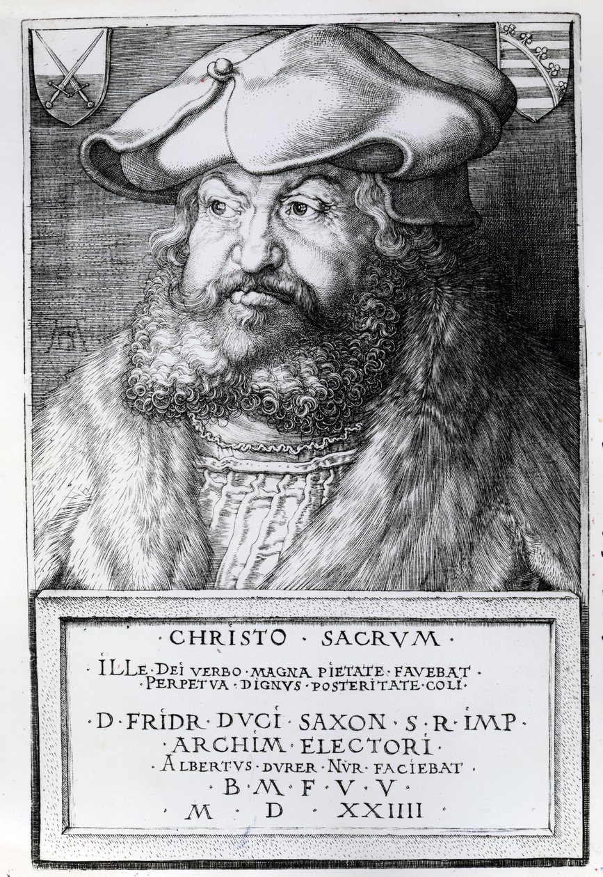 Friedrich III, saský kurfiřt, vyryl Albrecht Durer, 1524 od Lucas Cranach the Elder