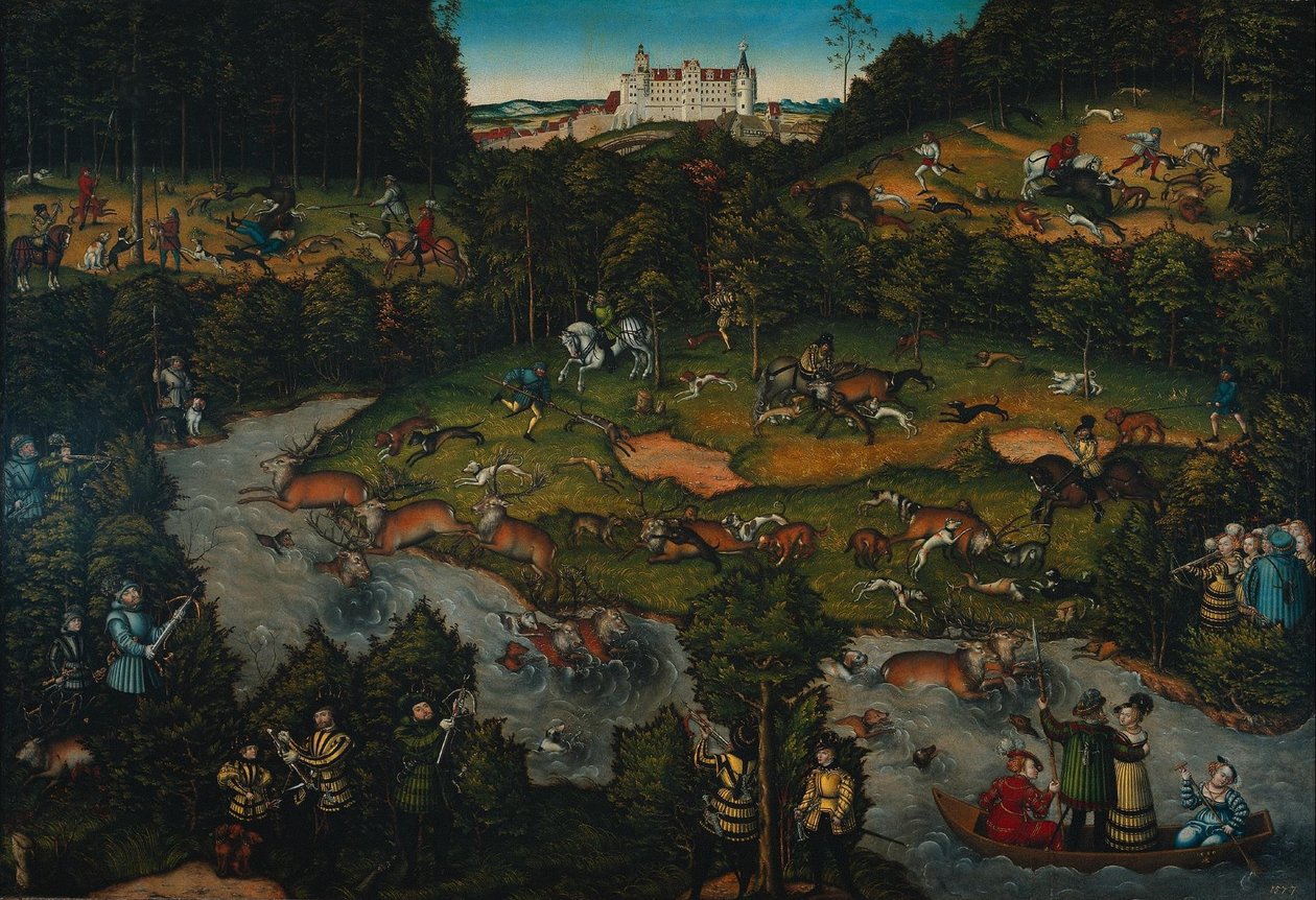 Soudní hon na zámku Hartenfels od Lucas Cranach the Elder
