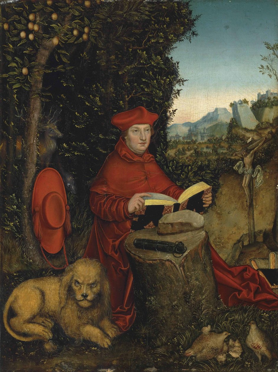 Kardinál Albrecht Braniborský jako svatý Jeroným od Lucas Cranach the Elder