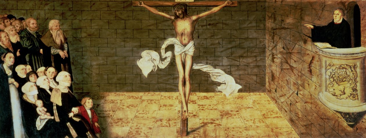 Kázání Martina Luthera, detail z triptychu, 1547 (detail 51406) od Lucas Cranach the Elder