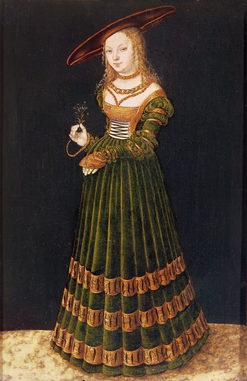 Mladá dívka drží květiny, 1526 od Lucas Cranach the Elder