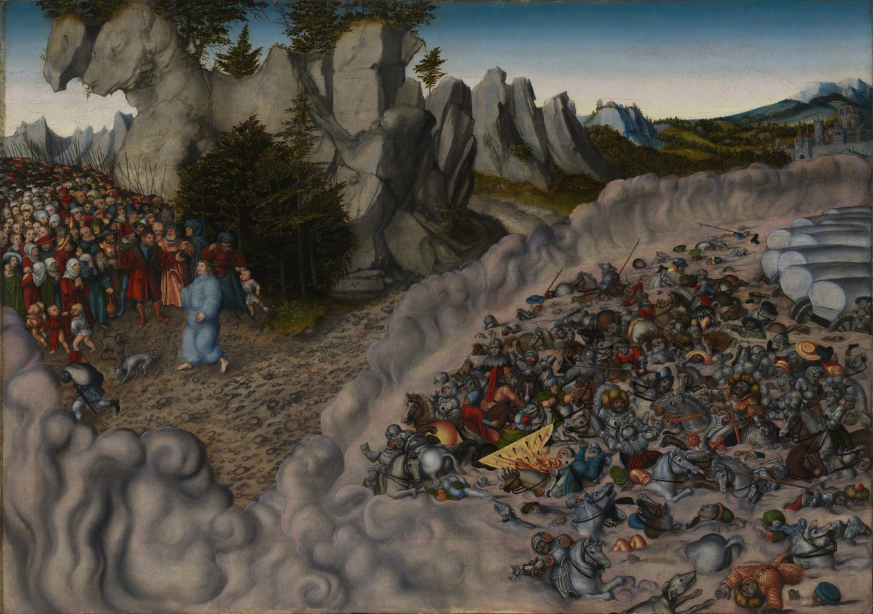 Izraelité pochodují přes Rudé moře od Lucas Cranach the Elder