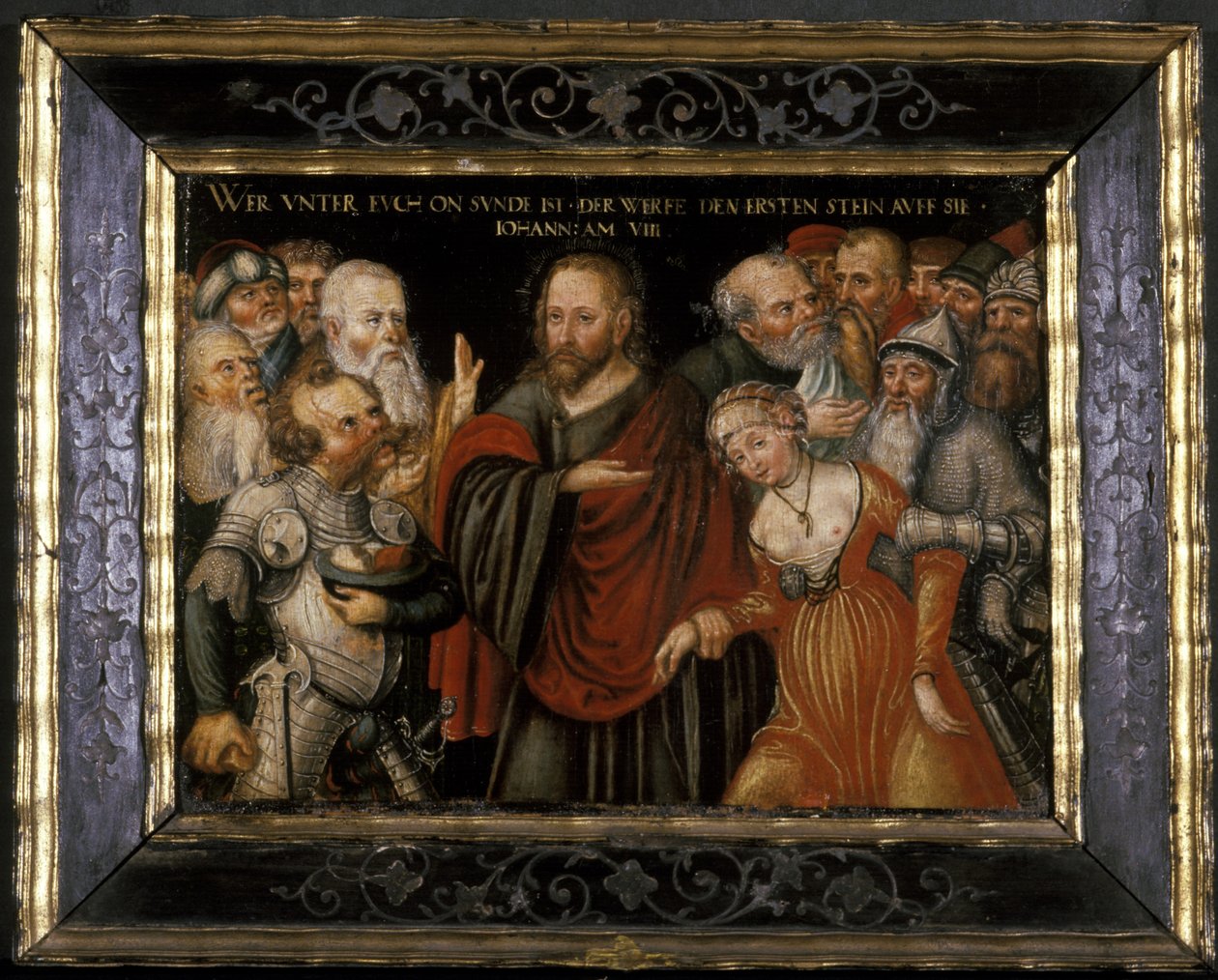 Kristus a cizoložnice, kolem 1540-50 od Lucas Cranach the Elder