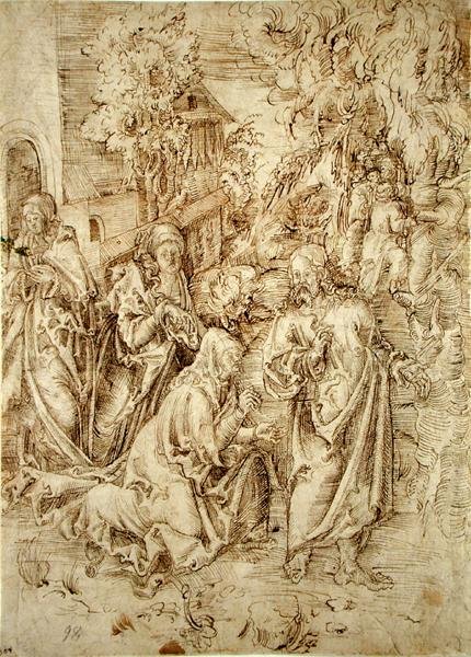Kristus se rozchází se svou matkou (pero a inkoust na papíře) od Lucas Cranach the Elder
