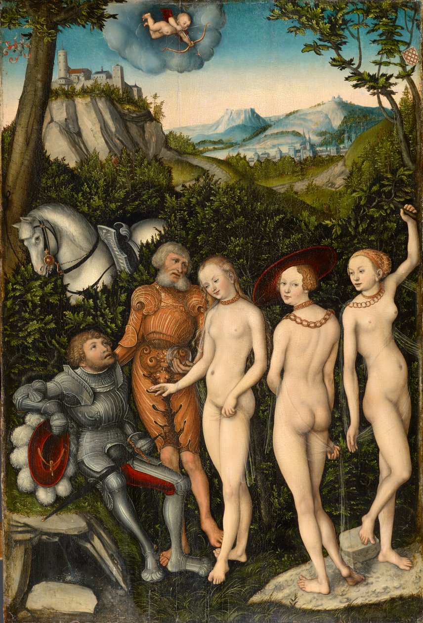 Soud v Paříži, 1528 (kombinovaná média na dřevo) od Lucas Cranach the Elder