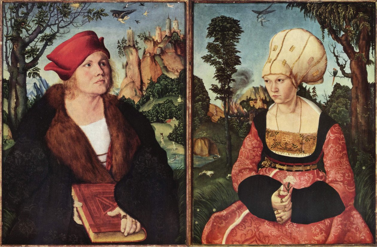 Portrét Dr. Johannes Cuspinian a portrét Anny Cuspinianské puče od Lucas Cranach the Elder