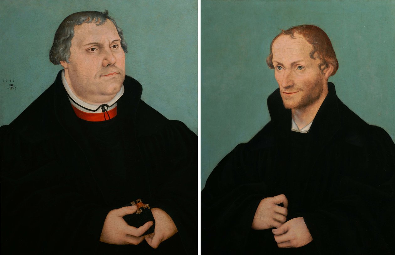 Portrét Martina Luthera a Portrét Philippe Melanchthon od Lucas Cranach the Younger  