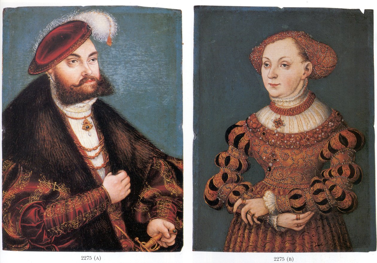 Dvojitý portrét kurfiřta Johanna Friedricha von Sachsen a jeho manželky Sibylle von Cleve od Lucas Cranach the Younger