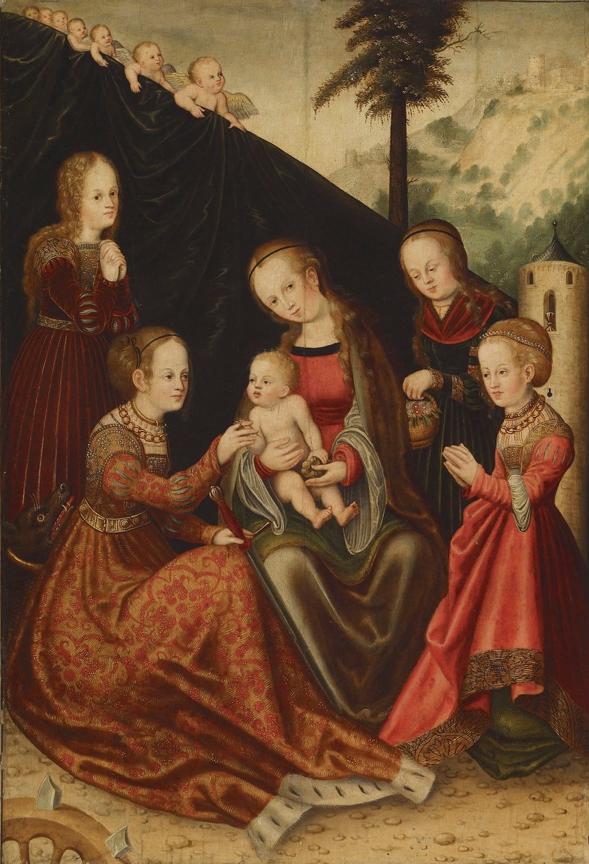Mystická svatba svaté Kateřiny, 16. století od Lucas Cranach the Elder