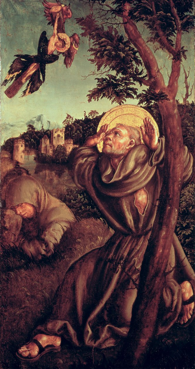 Svatý František přijímá stigmata od Lucas Cranach the Elder