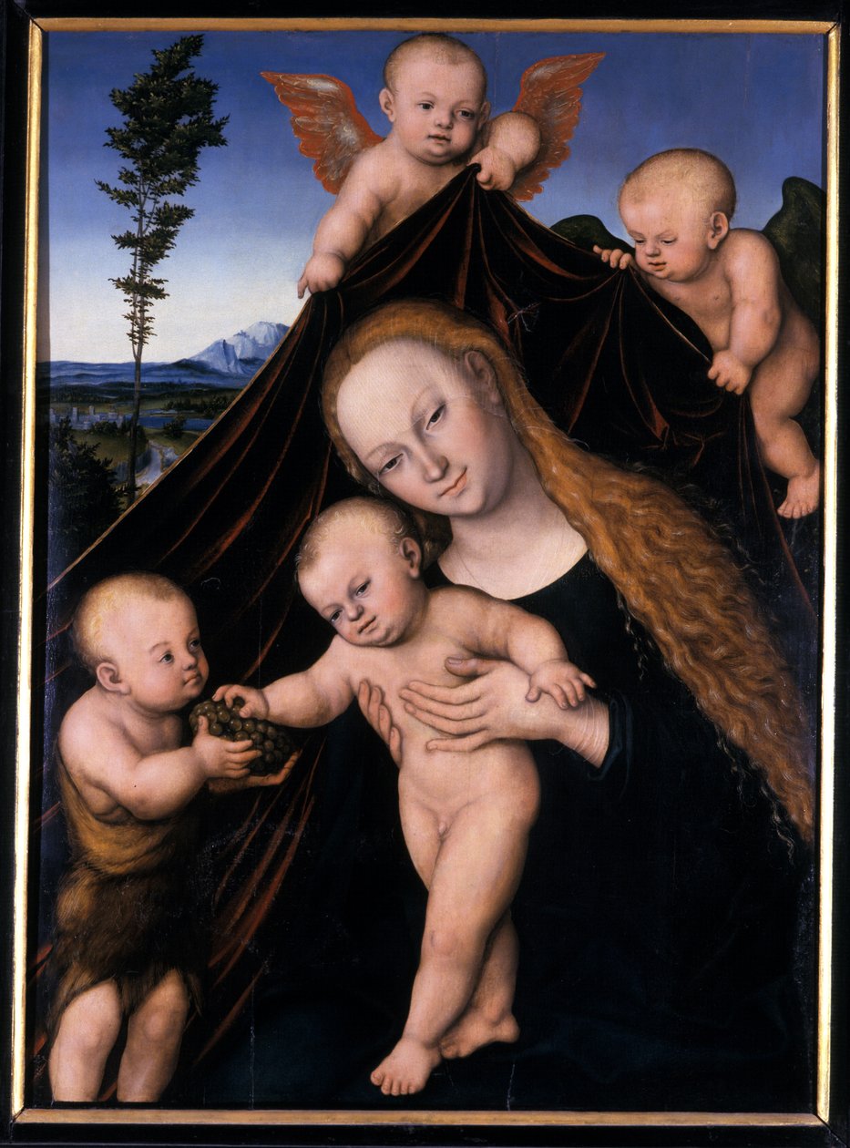 Madona a dítě s Janem Křtitelem, 1534 od Lucas the Younger Cranach