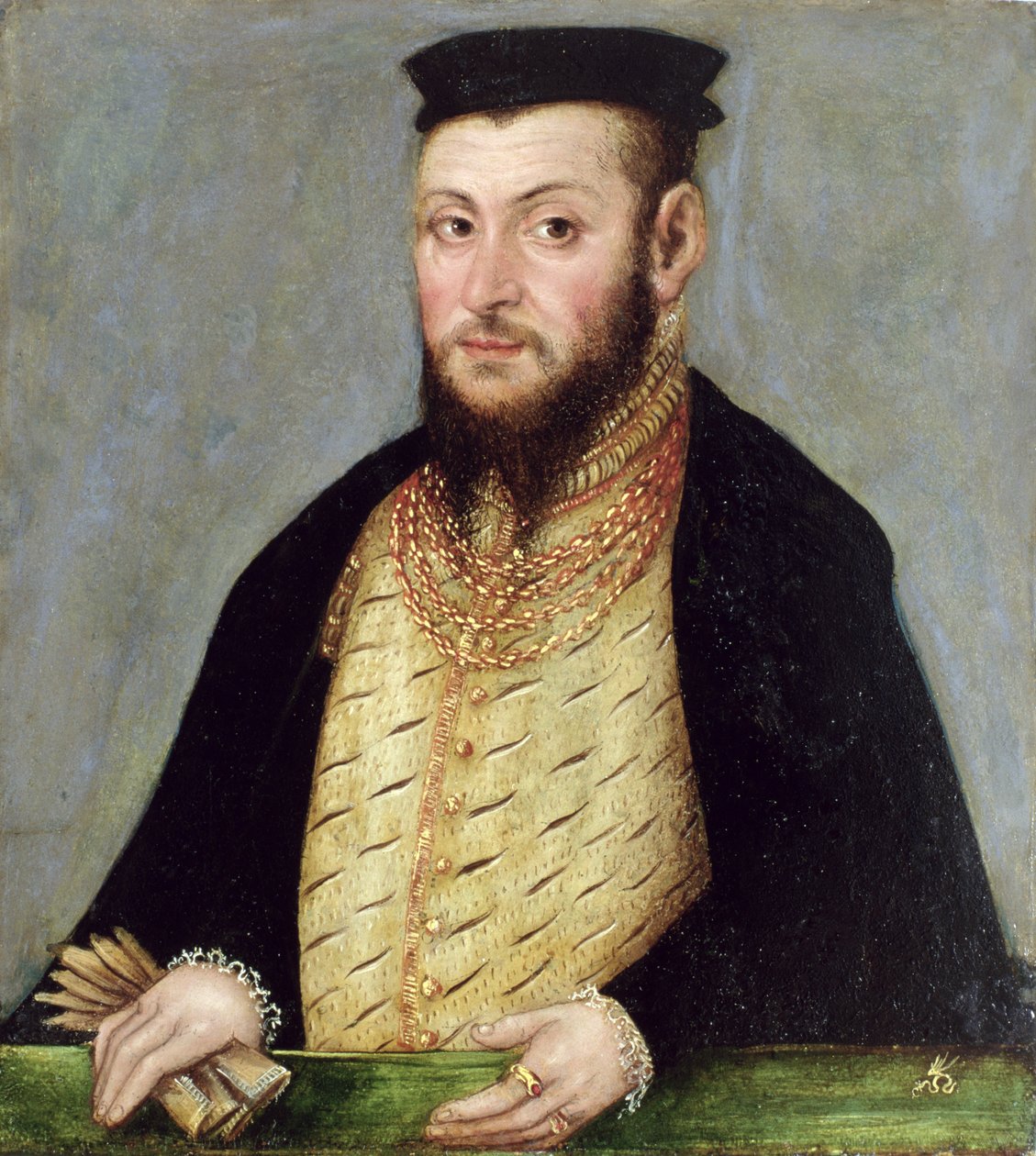 Zygmunt II August (1520-72) polský král, kolem 1553-56 (olej na mědi) (viz také 113186) od Lucas Cranach the Younger