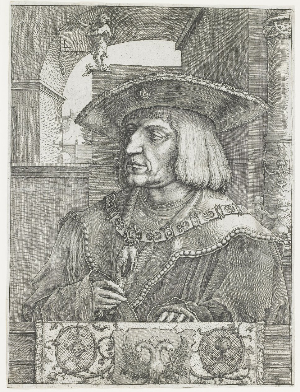 Císař Maxmilián I., 1520 od Lucas van Leyden