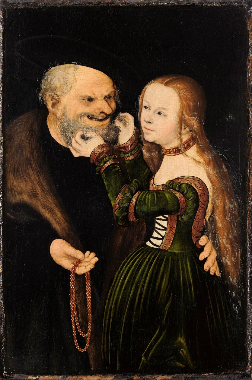 Nerovný pár (zamilovaný stařík) od Lucas Cranach the Elder