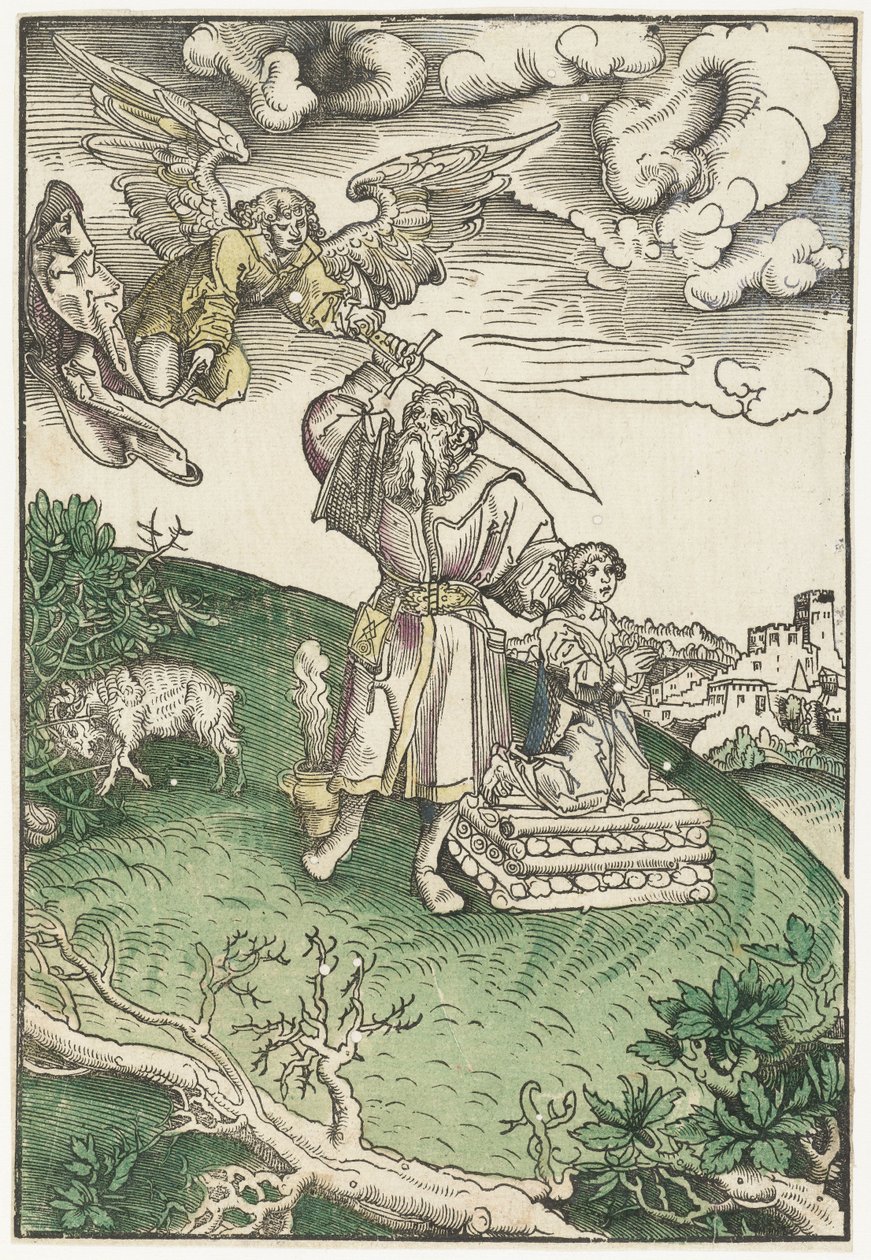 Abraham obětuje svého syna Izáka od Lucas Cranach