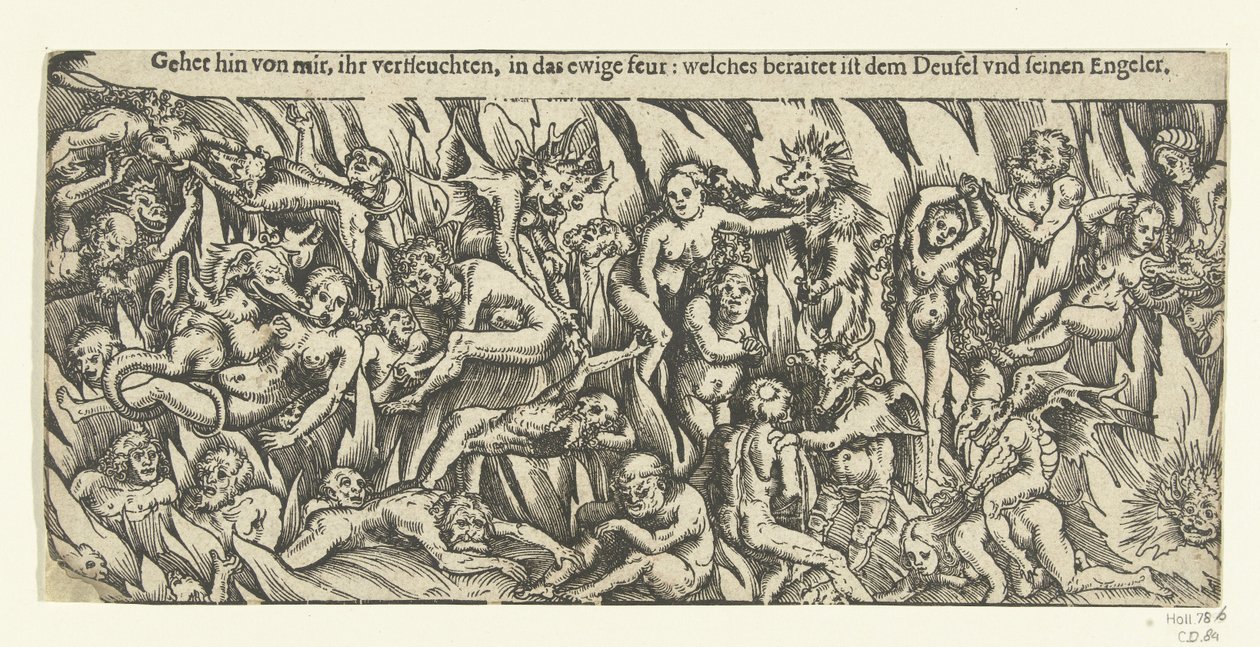 Peklo s démony a zatracenými ve věčném ohni od Lucas Cranach