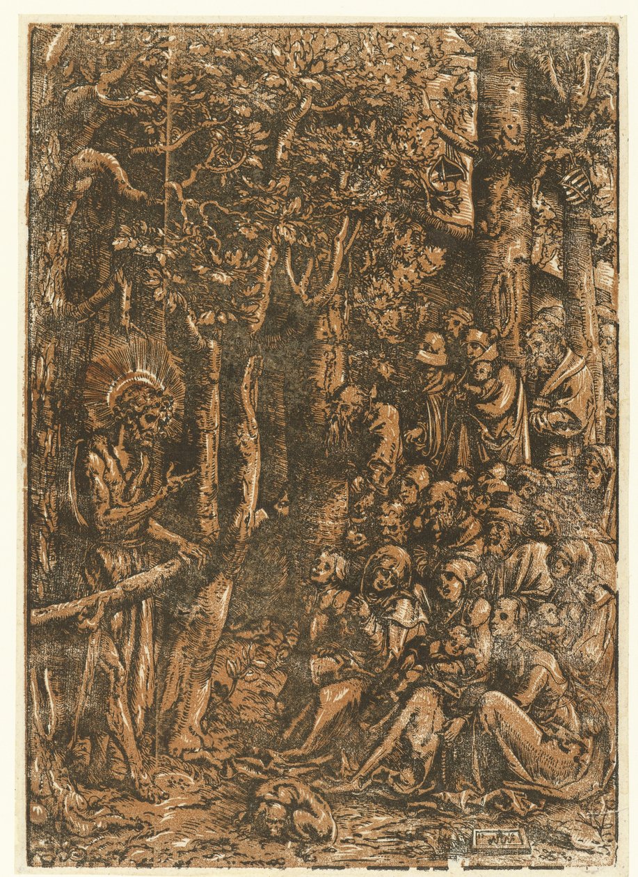 Jan Křtitel káže lidu od Lucas Cranach