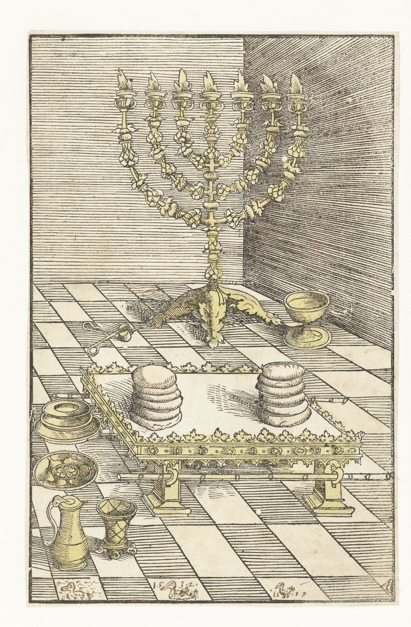 Sedmiramenný svícen a stůl s chlebem od Lucas Cranach