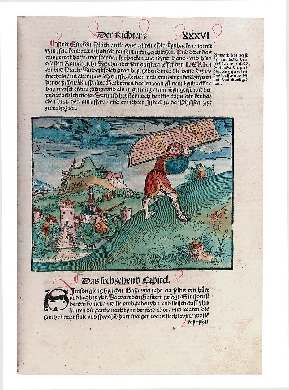 Ilustrace ze Starého zákona, část II, Joshua - Ester, z Bible, přeložil Martin Luther, Wittemberg, 1524 od Lucas Cranach