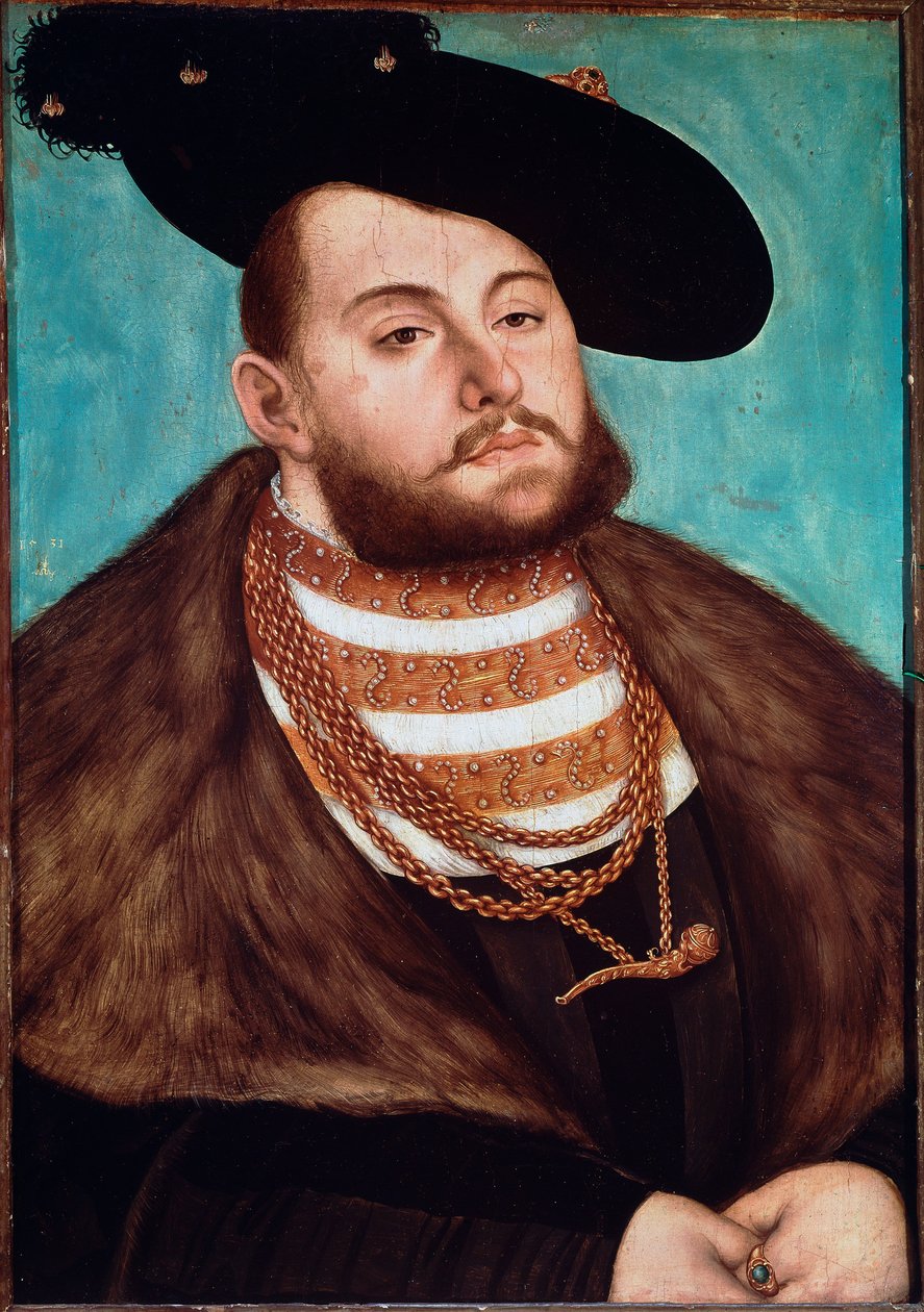 Portrét Jana Fridricha II Magnanime, kurfiřta Saska od Lucas Cranach