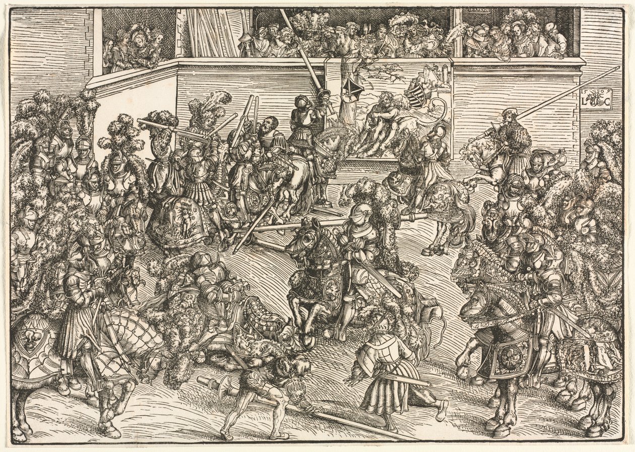 Druhý turnaj s tapiserií Sampsona a lva od Lucas Cranach