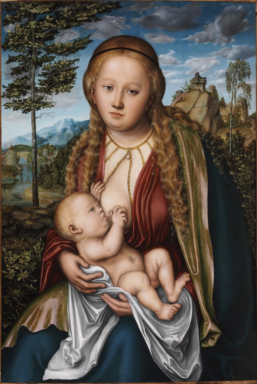 Panna kojící dítě - Lucas Cranach starší od Lucas Cranach