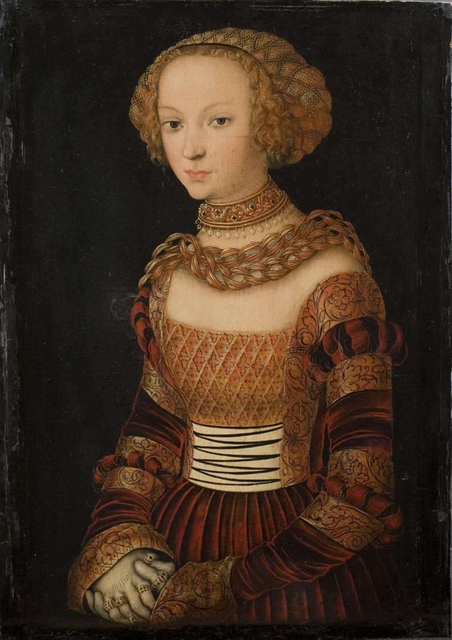 Portrét mladé ženy. princezna Emily Saská? od Lucas Cranach d.Æ.