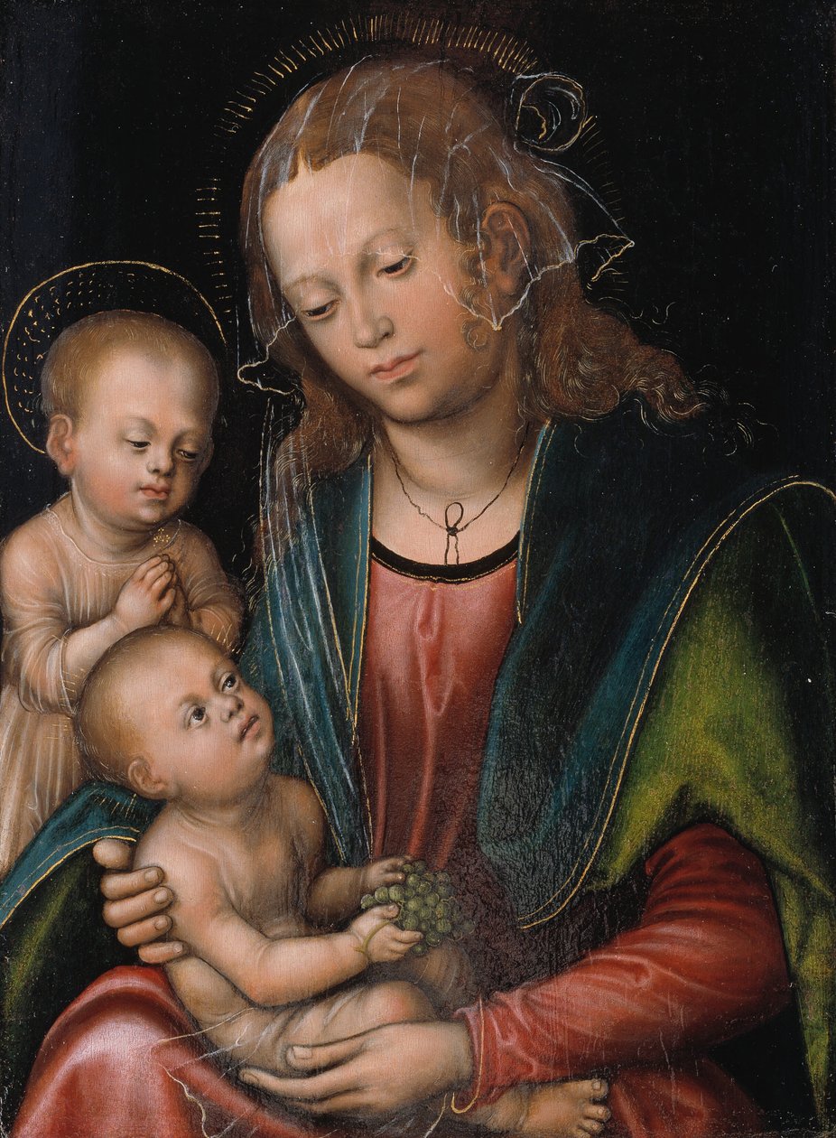 Panna a dítě zbožňované dítětem St John od Lucas Cranach d.Æ.