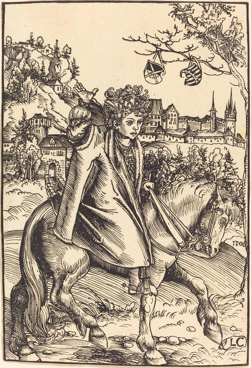 Saský princ na koni od Lucas Cranach the Elder