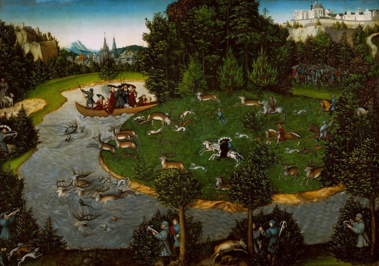 Lov na jelena s kurfiřtem Fridrichem Moudrým od Lucas Cranach the Elder