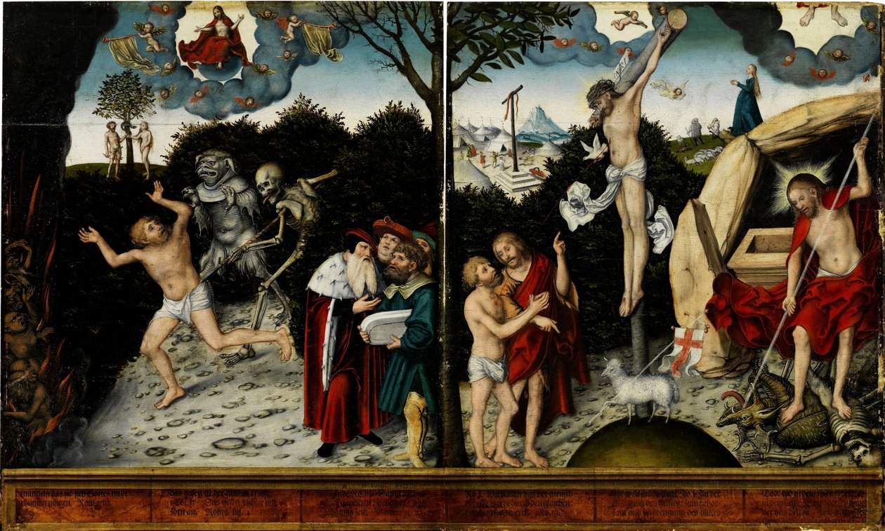 Alegorie zákona a milosti, po roce 1529 od Lucas Cranach the Elder